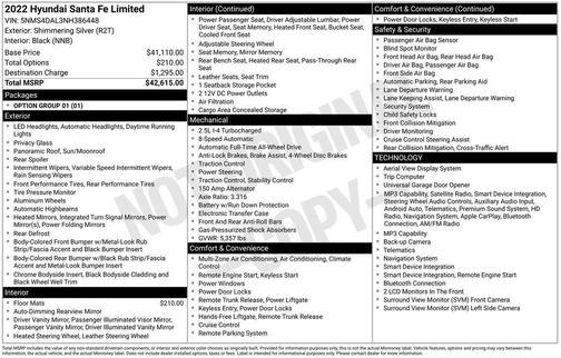 Shimmering Silver 2022 Hyundai SANTA FE Limited