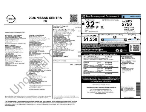 Super Black 2026 Nissan Sentra SR