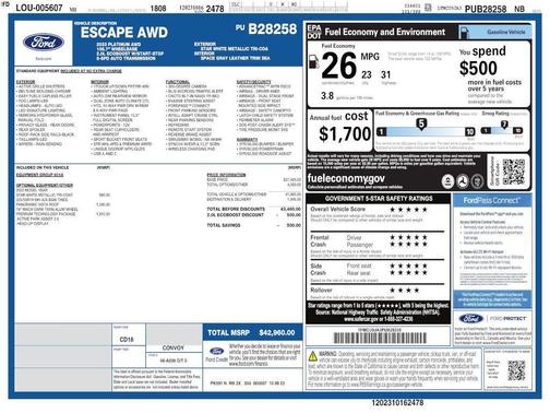 STAR WHITE METALLIC TRI-COAT 2023 Ford Escape Platinum