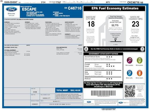 WHITE SUEDE 2012 Ford Escape Limited