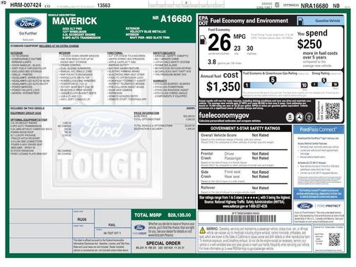 VELOCITY BLUE METALLIC 2022 Ford Maverick XLT
