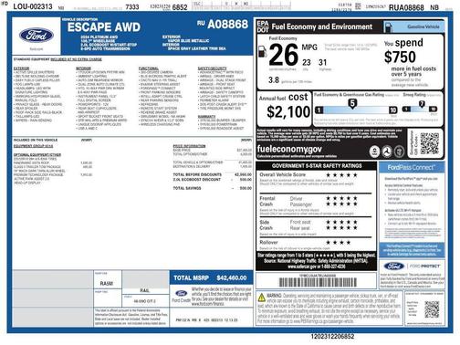 VAPOR BLUE METALLIC 2024 Ford Escape Platinum