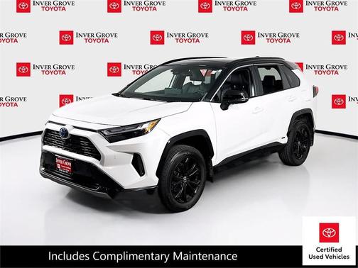 Wind Chill Pearl/Midnight Black Metallic 2023 Toyota RAV4 Hybrid SE