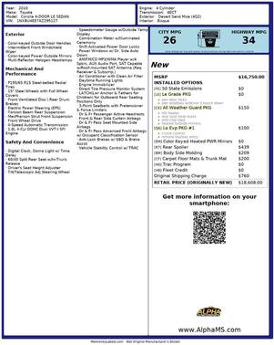 Desert Sand Mica 2010 Toyota Corolla LE