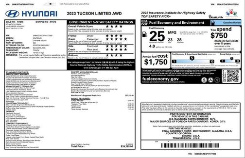 Portofino Gray 2023 Hyundai TUCSON Limited