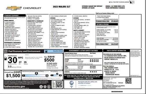 Radiant Red Tintcoat 2023 Chevrolet Malibu FWD 2LT