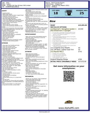 2013 Subaru Outback 3.6R Limited