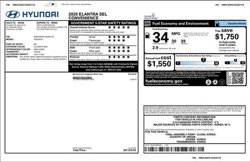 Ultimate Red 2025 Hyundai ELANTRA SEL