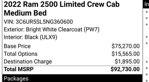 2022 RAM 2500 Limited Crew Cab 4x4 6'4' Box