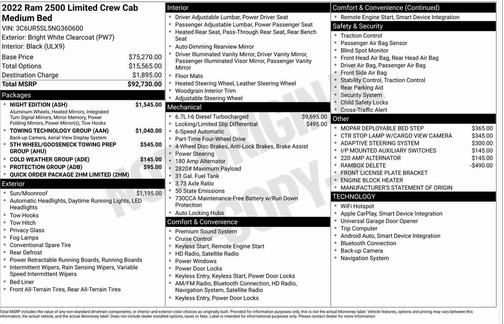 2022 RAM 2500 Limited Crew Cab 4x4 6'4' Box