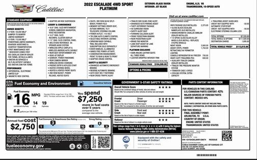 2022 Cadillac Escalade Sport Platinum