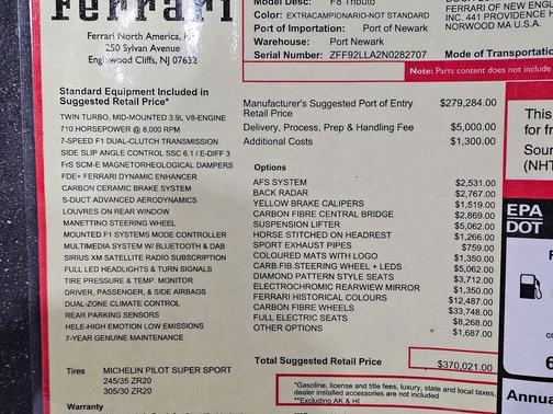 2022 Ferrari F8 Tributo Base