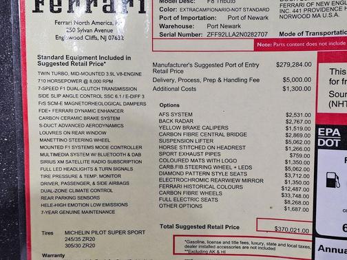 2022 Ferrari F8 Tributo Base