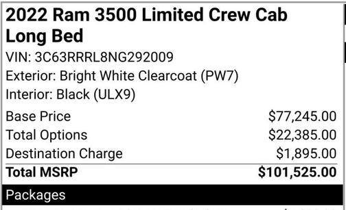 2022 RAM 3500 Limited Crew Cab 4x4 8' Box