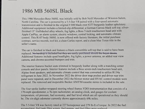 1986 Mercedes-Benz S-Class 560 SL
