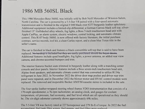 1986 Mercedes-Benz S-Class 560 SL