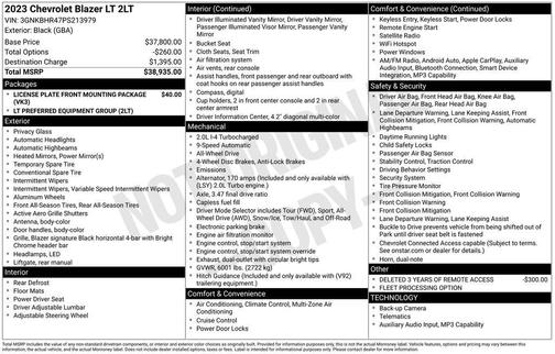 Black 2023 Chevrolet Blazer 2LT