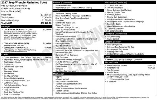 Black Clearcoat 2017 Jeep Wrangler Unlimited Sport