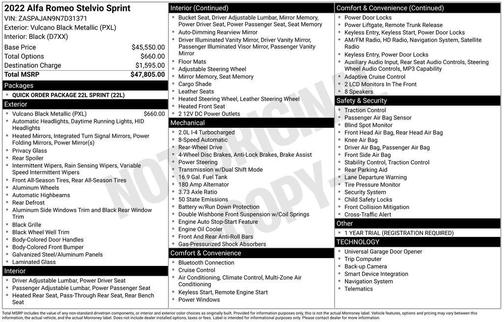 Vulcano Black Metallic 2022 Alfa Romeo Stelvio Sprint