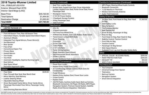 2018 Toyota 4Runner Limited