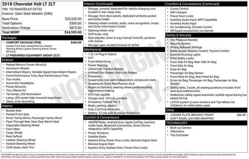 Satin Steel Metallic 2018 Chevrolet Volt LT