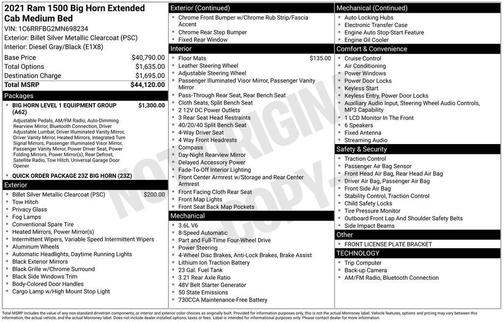 Billet Silver Metallic Clearcoat 2021 RAM 1500 Big Horn/Lone Star