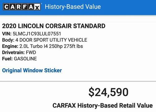 2020 Lincoln Corsair Standard
