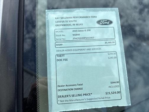 2015 Lexus IS 250 Crafted Line