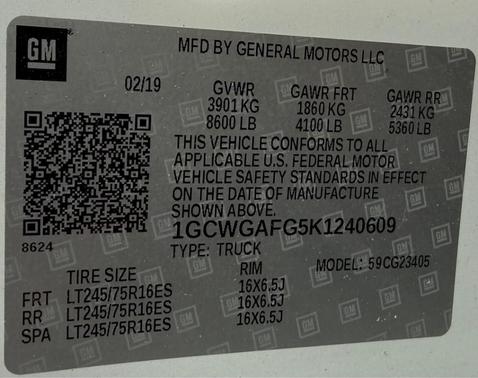 2019 Chevrolet Express 2500 Work Van