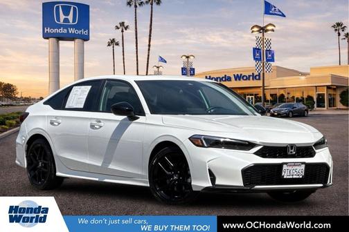 Platinum White Pearl 2025 Honda Civic Hybrid Sport