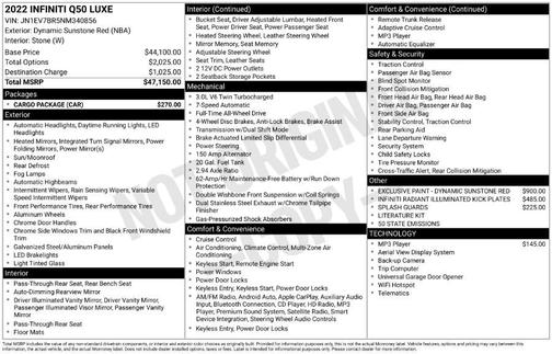 2022 INFINITI Q50 3.0t LUXE