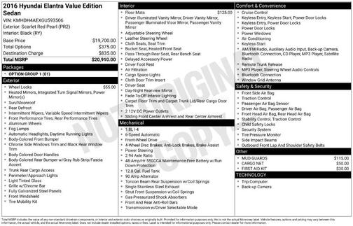 2016 Hyundai ELANTRA Value Edition