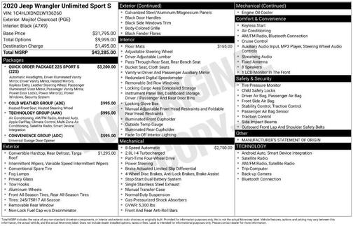 2020 Jeep Wrangler Unlimited Sport