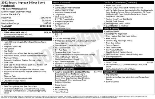 2022 Subaru Impreza Sport
