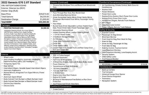 2022 Genesis G70 2.0T AWD