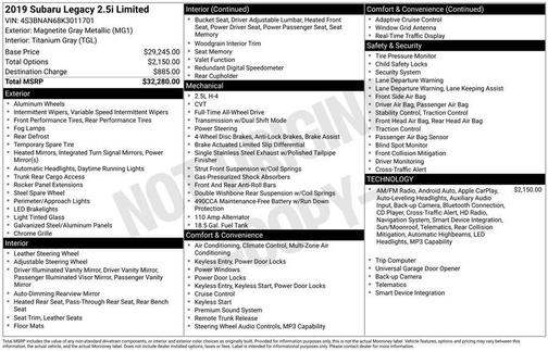 2019 Subaru Legacy Limited
