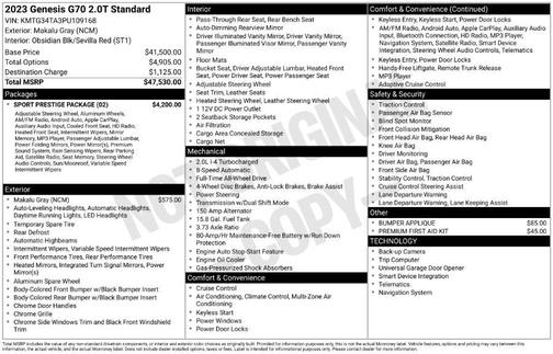2023 Genesis G70 2.0T AWD
