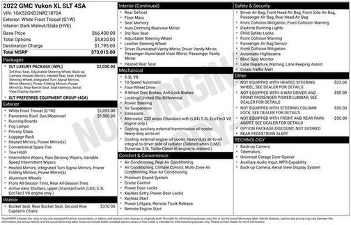 White Frost Tricoat 2022 GMC Yukon XL SLT