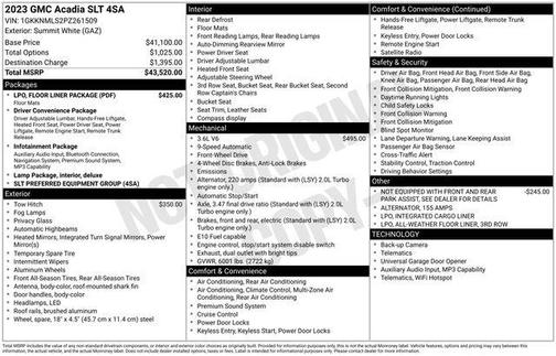 Summit White 2023 GMC Acadia FWD SLT