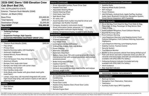 2026 GMC Sierra 1500 Elevation
