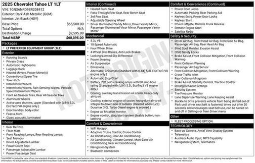Dark Ash Metallic 2025 Chevrolet Tahoe LT