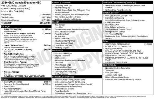 2026 GMC Acadia Elevation AWD