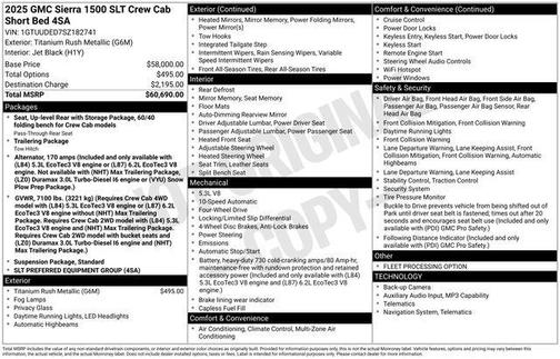 Titanium Rush Metallic 2025 GMC Sierra 1500 SLT