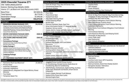 Sterling Gray Metallic 2025 Chevrolet Traverse AWD Z71
