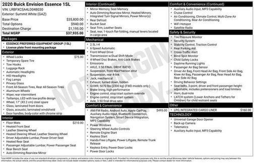 2020 Buick Envision FWD Essence