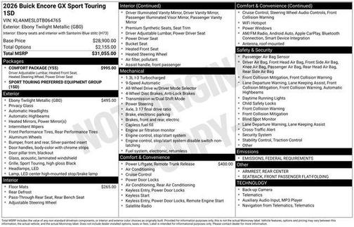 2026 Buick Encore GX Sport Touring