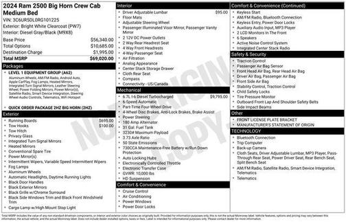 Bright White Clearcoat 2024 RAM 2500 Big Horn Crew Cab 4x4 6'4' Box