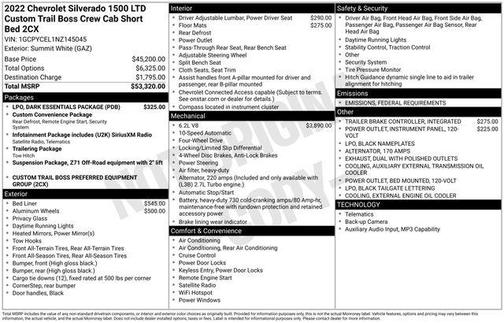 2022 Chevrolet Silverado 1500 Custom Trail Boss