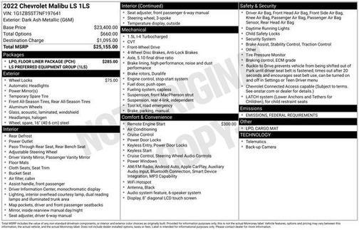 2022 Chevrolet Malibu 1LS