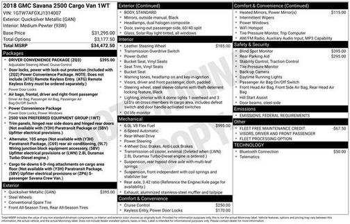 2018 GMC Savana 2500 Work Van
